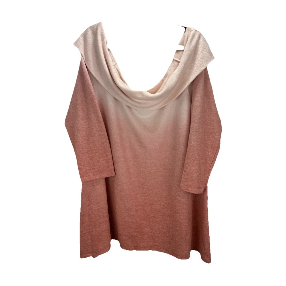 Torrid Super Soft Plush Ombré Cowl Neck Top Sweater Size 3 (3X) Light Pink Coral